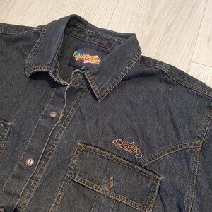 Easy Riders Denim Shirt Jacket | 100% Cotton | Motorcycle Embroidery | XL Fit
